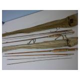two Vtg fishing poles and cases, unmarked