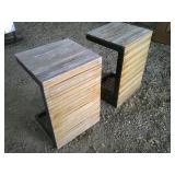 two outdoor end tables