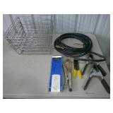 wire baskets, tools