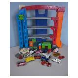 Matchbox and other cars, garage tower