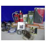 water filter, (empty)fire extinguishers, motors