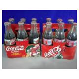 Coke Classic Nascar and Santa bottles