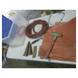iron wedges, tote, torch hoses