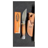 NIB Marbles knife, stacked leather grip