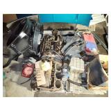 engine block, pistons, parts, plow pump, misc