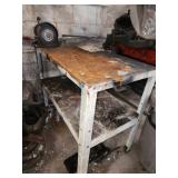 metal shop table with grinder