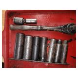 Cornwell ratchet, sockets, knuckle, red tray