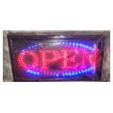 lighted OPEN sign
