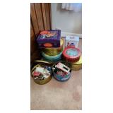 some sewing supplies and empty tins