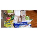 tissues, gloves, kitchen paper