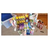tote and cleaning supplies