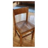 vtg oak childs chair