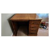 antique oak desk and contents