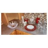 Christmas dishes, glasses, bowls