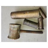 brass hammer, brass pipe and pieces