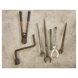 bolt cutters, wrenches