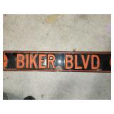 tin Biker Blvd sign, approx 30"