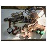 B&D circular saw, vtg iron, tools