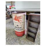 oil can and metal shelf/trays