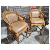 two deluxe heavy built leather bar stools