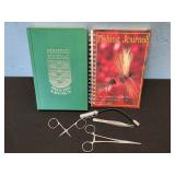 fly tieing tools, fishing journals