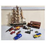 ship and cars, trucks