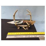 painted knife with faux antler rack