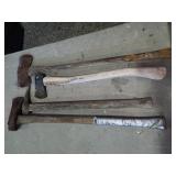 axe, pick, maul, handles in bad condition