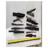 7 knives and sheathes