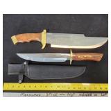 two Timber Rattler knives, one sheath