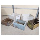 5 old wooden crates