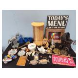 tin toys, enamelware, fly shadow box, misc