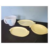Vtg Boonton dishes, Tupperware pitcher