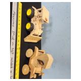 hand made wooden car and tractor