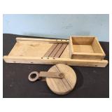 cabbage slicer, wooden pulley