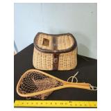 vtg Creel, net, fish book