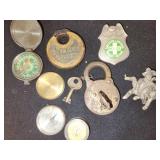 Antique Corbin lock, compass, more