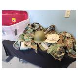 tote/lid with ARMY BDUs and helmet