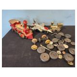 Vtg toy wheels;  train & Jet