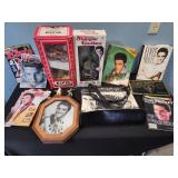 Elvis figures, book, mags