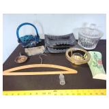 vtg ashtrays, Pyrex jar, hanger, bowls