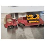 Tonka truck, trailer, and dozer