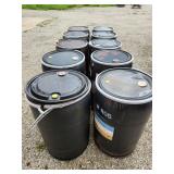 10 plastic barrels with tops