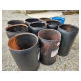 10 open top plastic dye barrels