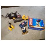 18v Ryobi trimmer saw, batteries, charger