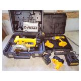 DeWalt 14.4v drill, saw, batteries and charger