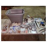 tote, electrical boxes, supplies