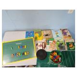 Kids books, letters & magnet board