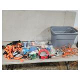 tote, straps, hardware, trouble light