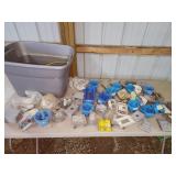 tote, electrical supplies, boxes